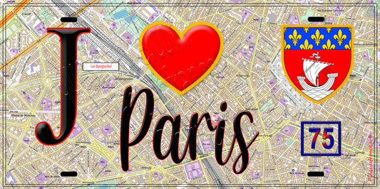 Plaque métal décorative  J' ❤️ Paris-Les Batignolles, (75)