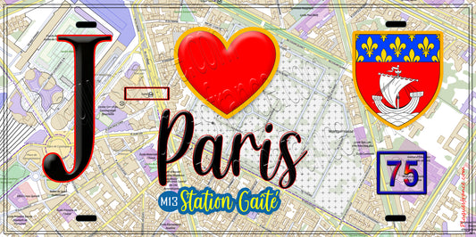 Plaque métal décorative  J' ❤️ Paris : Métro Station Gaîté