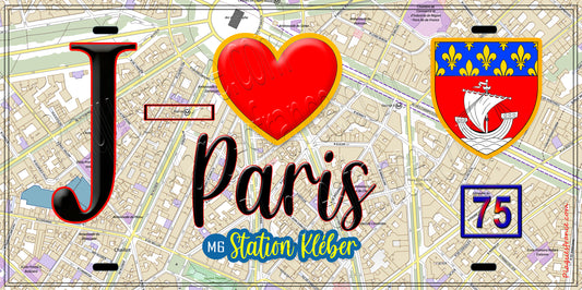 Plaque métal décorative  J' ❤️ Paris : Métro Station Kléber