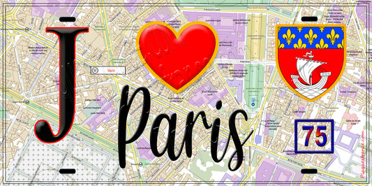 Plaque métal décorative  J' ❤️ Paris : Métro Strasbourg Vavin