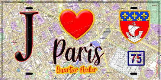 Plaque métal décorative  J' ❤️ Paris : Quartier Necker