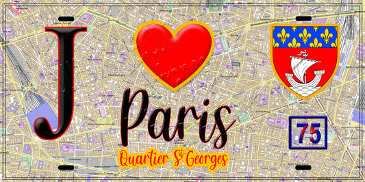 Plaque métal décorative  J' ❤️ Paris : Quartier Saint-Georges
