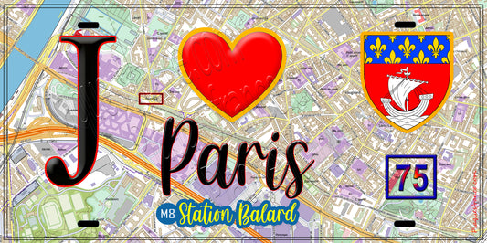 Plaque métal décorative  J' ❤️ Paris : Métro Station Balart