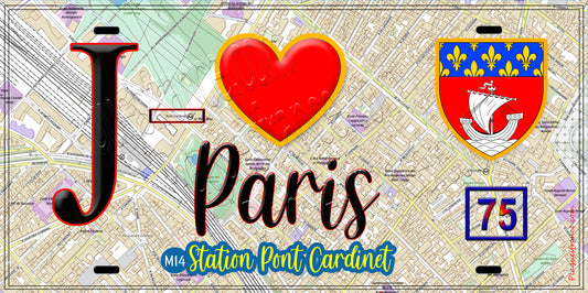 Plaque métal décorative  J' ❤️ Paris : Métro Station Pont Cardinet