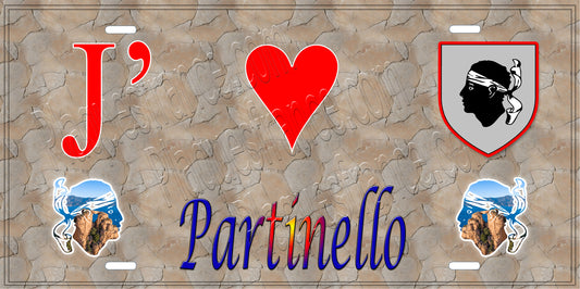 Plaque métal décorative 15 x 30 cm mur antique J' ❤️ Partinello Canton de Sevi-Sorru-Cinarca Corse du Sud