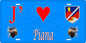 Plaque métal décorative 15 x 30 cm bleu J' ❤️ Piana Canton de Sevi-Sorru-Cinarca Corse du Sud