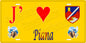 Plaque métal décorative 15 x 30 cm jaune J' ❤️ Piana Canton de Sevi-Sorru-Cinarca Corse du Sud