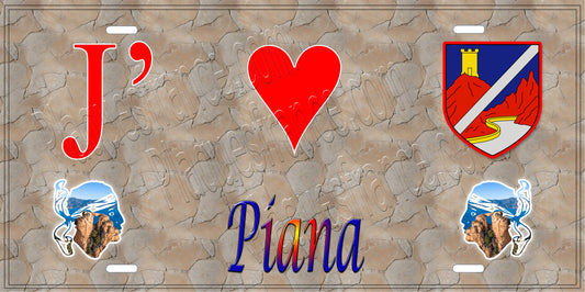 Plaque métal décorative 15 x 30 cm mur antique J' ❤️ Piana Canton de Sevi-Sorru-Cinarca Corse du Sud