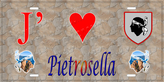Plaque métal décorative 15 x 30 cm mur antique J' ❤️ Pietrosella  canton de Taravo-Ornano Corse du Sud