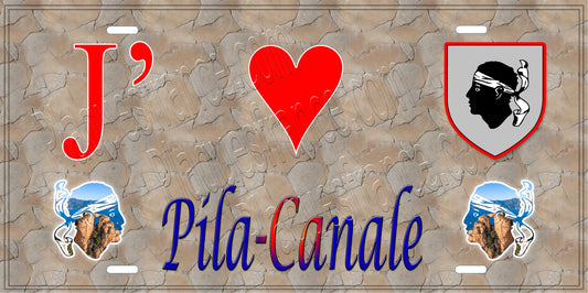 Plaque métal décorative 15 x 30 cm mur antique J' ❤️ Pila Canale  canton de Taravo-Ornano Corse du Sud