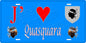 Plaque métal décorative 15 x 30 cm bleu J' ❤️ Quasquara  canton de Taravo-Ornano Corse du Sud
