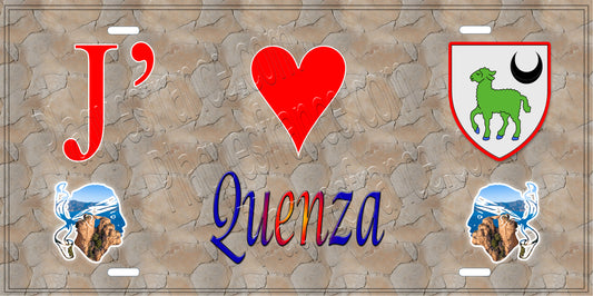 Plaque métal décorative 15 x 30 cm mur antique J' ❤️ Quenza canton du Sartenais-Valinco  Corse du Sud