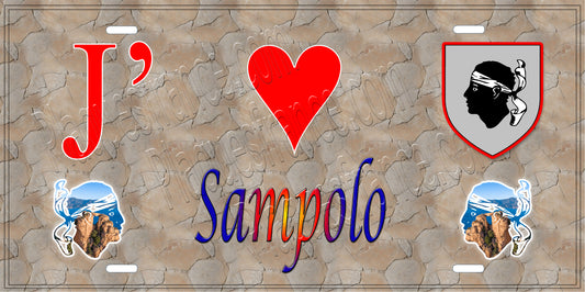 Plaque métal décorative 15 x 30 cm mur antique J' ❤️ Sampolo  canton de Taravo-Ornano Corse du Sud