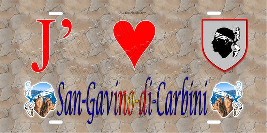 Plaque métal décorative 15 x 30 cm mur antique J' ❤️ San Gavino di Carbini canton du Bavela  Corse du Sud