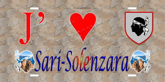 Plaque métal décorative 15 x 30 cm mur antique J' ❤️ Sari-Solenzara canton du Bavela  Corse du Sud