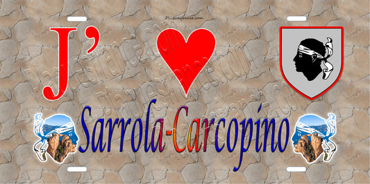 Plaque métal décorative 15 x 30 cm mur antique J' ❤️ Sarrola Carcopino canton de Gravona-Prunelli  Corse du Sud