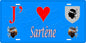 Plaque métal décorative 15 x 30 cm bleu J' ❤️ Sartène canton du Sartenais-Valinco  Corse du Sud