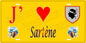 Plaque métal décorative 15 x 30 cm jaune J' ❤️ Sartène canton du Sartenais-Valinco  Corse du Sud