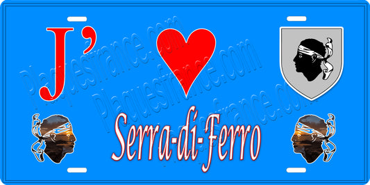 Plaque métal décorative 15 x 30 cm bleu J' ❤️ Serra di Ferro  canton de Taravo-Ornano Corse du Sud