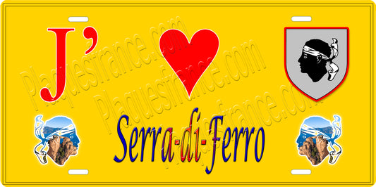 Plaque métal décorative 15 x 30 cm jaune J' ❤️ Serra di ferro  canton de Taravo-Ornano Corse du Sud