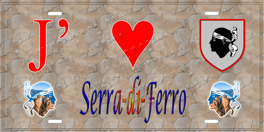 Plaque métal décorative 15 x 30 cm mur antique J' ❤️ Serra di Ferro  canton de Taravo-Ornano Corse du Sud