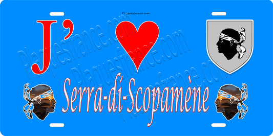 Plaque métal décorative 15 x 30 cm bleu J' ❤️ Serra di Scopamène  canton du Sartenais-Valinco  Corse du Sud