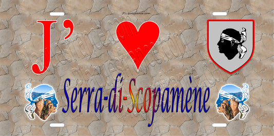 Plaque métal décorative 15 x 30 cm mur antique J' ❤️ Serra di Scopamène  canton du Sartenais-Valinco  Corse du Sud