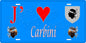 Plaque métal décorative 15 x 30 cm bleu J' ❤️ Carbini canton du Grand-Sud  Corse du Sud