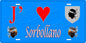 Plaque métal décorative 15 x 30 cm bleu J' ❤️ Sorbollano canton du Sartenais-Valinco  Corse du Sud