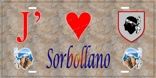 Plaque métal décorative 15 x 30 cm mur antique J' ❤️ Sorbollano canton du Sartenais-Valinco  Corse du Sud