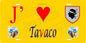 Plaque métal décorative 15 x 30 cm jaune J' ❤️ Tavaco canton du Gravona-Prunelli  Corse du Sud