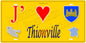 Plaque métal décorative 15 x 30 cm fond  mur jaune carte J' ❤️Thionville,57