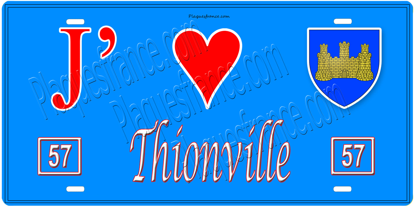 Plaque métal décorative 15 x 30 cm fond  mur bleu 57 J' ❤️Thionville,57