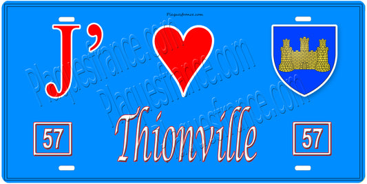 Plaque métal décorative 15 x 30 cm fond  mur bleu 57 J' ❤️Thionville,57