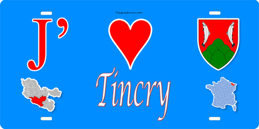 Plaque métal décorative 15 x 30 cm mur bleu carte J' ❤️Tincry, canton du Saulnois Moselle 57
