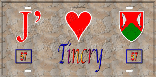 Plaque métal décorative 15 x 30 cm mpur antique 57 J' ❤️Tincry, canton du Saulnois Moselle 57