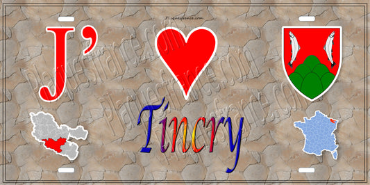 Plaque métal décorative 15 x 30 cm mur antique carte J' ❤️Tincry, canton du Saulnois Moselle 57