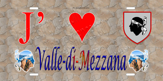 Plaque métal décorative 15 x 30 cm mur antique J' ❤️ Valle di Mezzana canton du Gravona-Prunelli  Corse du Sud