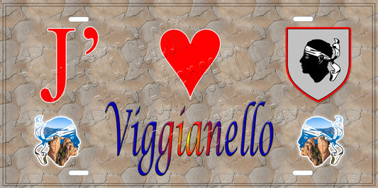 Plaque métal décorative 15 x 30 cm mur antique J' ❤️ Viggianello canton du Sartenais-Valinco  Corse du Sud