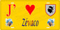 Plaque métal décorative 15 x 30 cm jaune J' ❤️ Zévaco  canton de Taravo-Ornano Corse du Sud