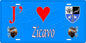 Plaque métal décorative 15 x 30 cm bleu J' ❤️ Zicavo  canton de Taravo-Ornano Corse du Sud