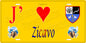 Plaque métal décorative 15 x 30 fond jaune J'❤️ Zicavo canton de Taravo-Ornano (Corse-du-Sud)