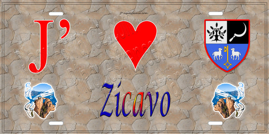 Plaque métal décorative 15 x 30 fond mur antique J'❤️ Zicavo canton de Taravo-Ornano (Corse-du-Sud)