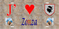 Plaque métal décorative 15 x 30 cm mur antique J' ❤️ Zonza  canton du Grand-Sud  Corse du Sud