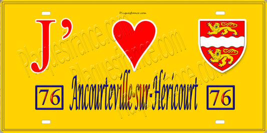 Plaque métal décorative 15X30 J' ❤️ Ancourteville-sur-Héricourt, Seine Maritime (76) jaune