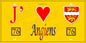 Plaque métal décorative 15X30 J' ❤️ Angiens, Seine Maritime (76) jaune