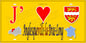 Plaque métal décorative 15X30 J' ❤️ Anglesqueville-la-Bras-Long, Seine Maritime (76) jaune carte