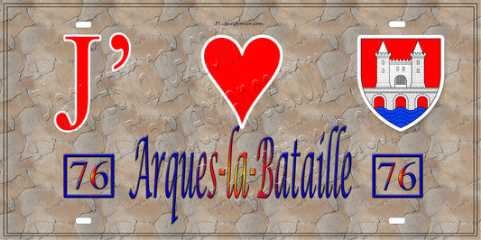 Plaque métal décorative 15X30 J' ❤️ Arques-la-Bataille, Seine Maritime (76) antique