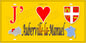 Plaque métal décorative 15X30 J' ❤️ Auberville-la-Manuel, Seine Maritime (76) jaune carte