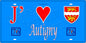 Plaque métal décorative 15X30 J' ❤️ Autigny, Seine Maritime (76) bleu